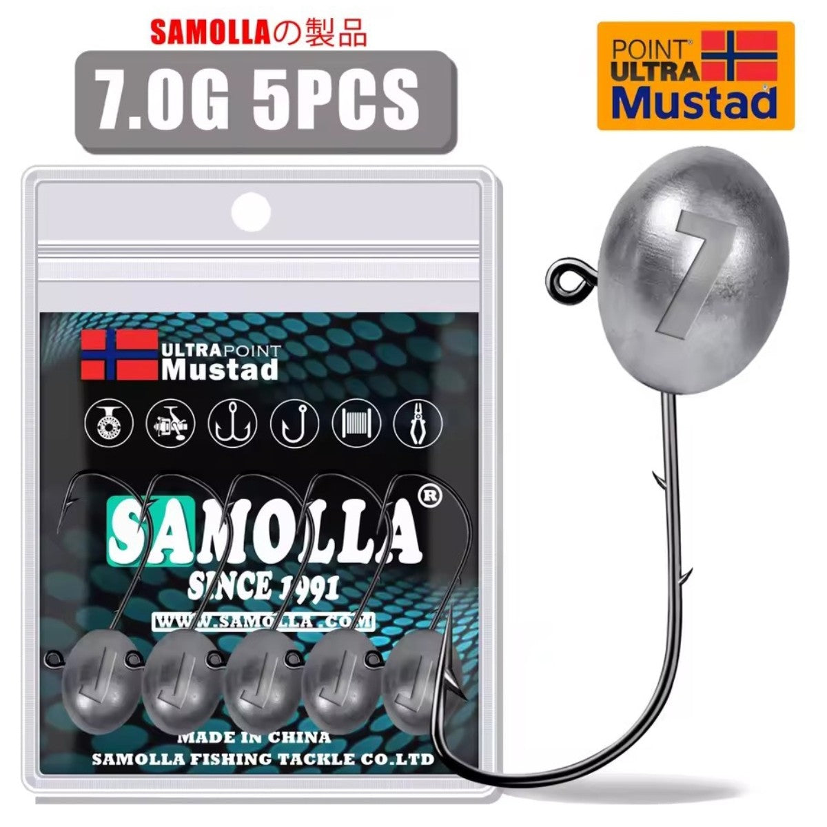 SAMOLLA - Jig Head - UtraPoint Hook Mustad